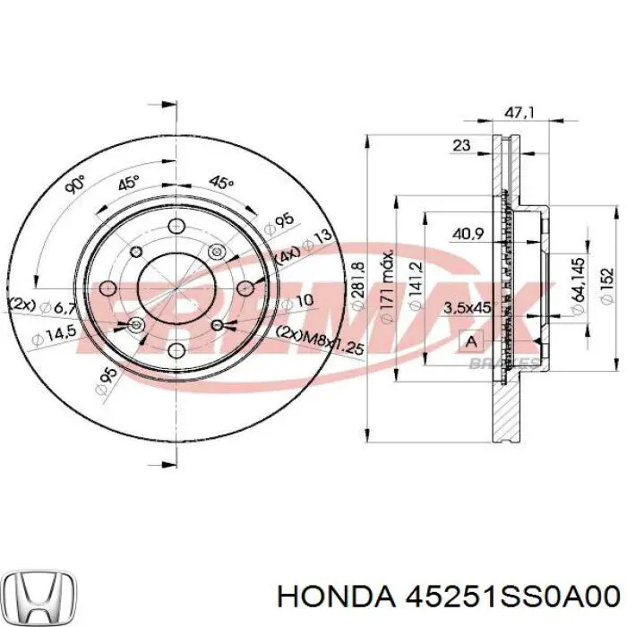 Disco de freno 45251SS0A00 Honda