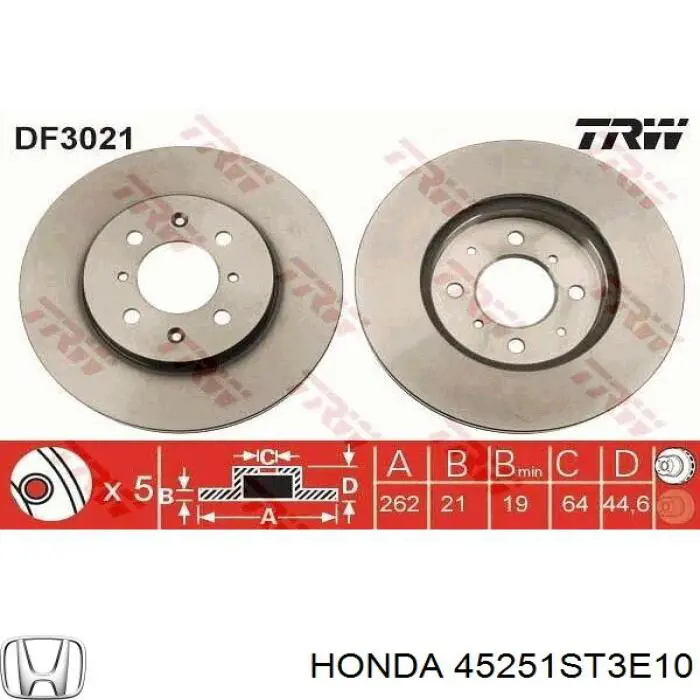 Frenos delanteros Honda 45251ST3E10 precio, desde 27,27 EUR
