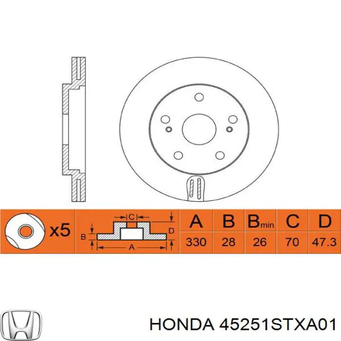 45251STXA00 Market (OEM) freno de disco delantero