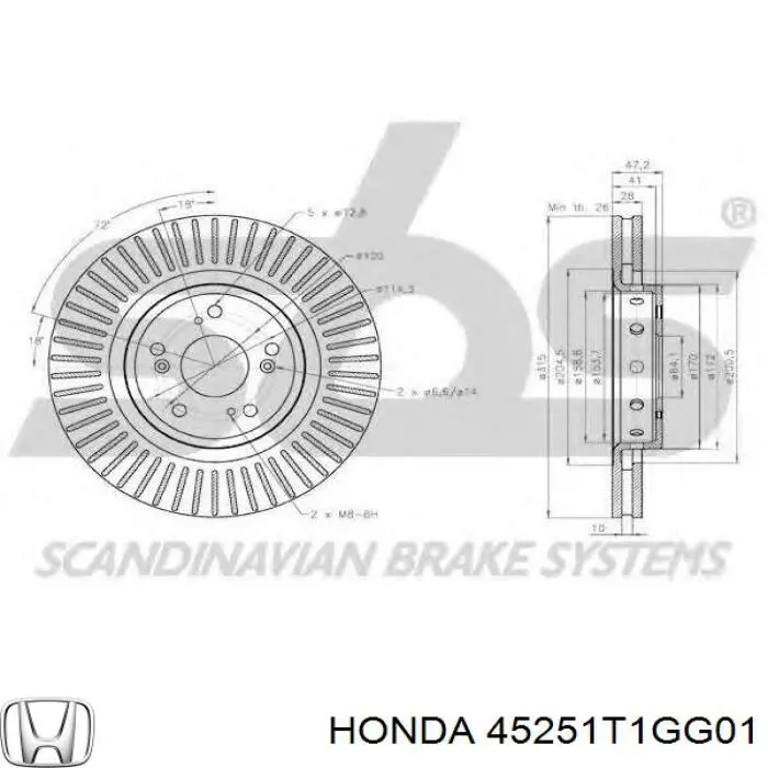Comprar 45251T1GG01 Honda Freno de disco delantero