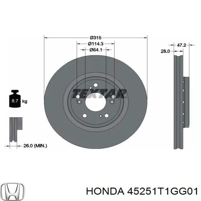 45251T1GG01 Honda Discos