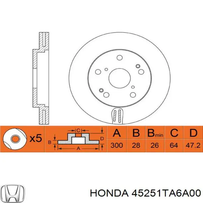 Disco de freno 45251TA6A00 Honda
