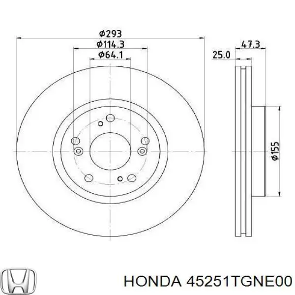 45251TGNE00 Honda freno de disco delantero