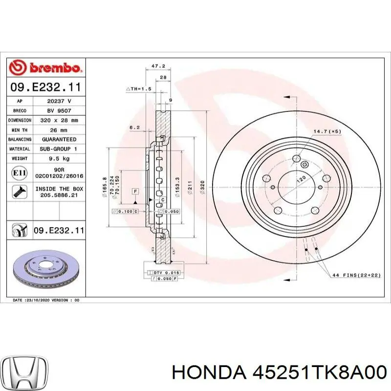 Comprar 45251TK8A00 Honda Freno de disco delantero
