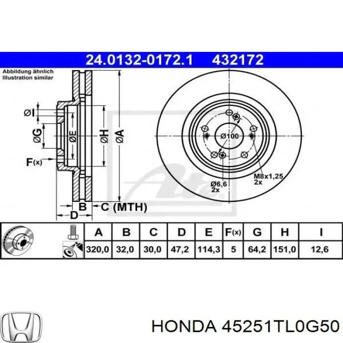 45251TL0G50 Honda disco de freno delantero