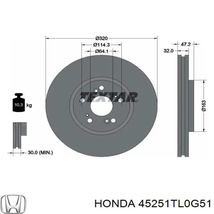 Frenos delanteros Honda 45251TL0G51 precio, desde 71,22 EUR