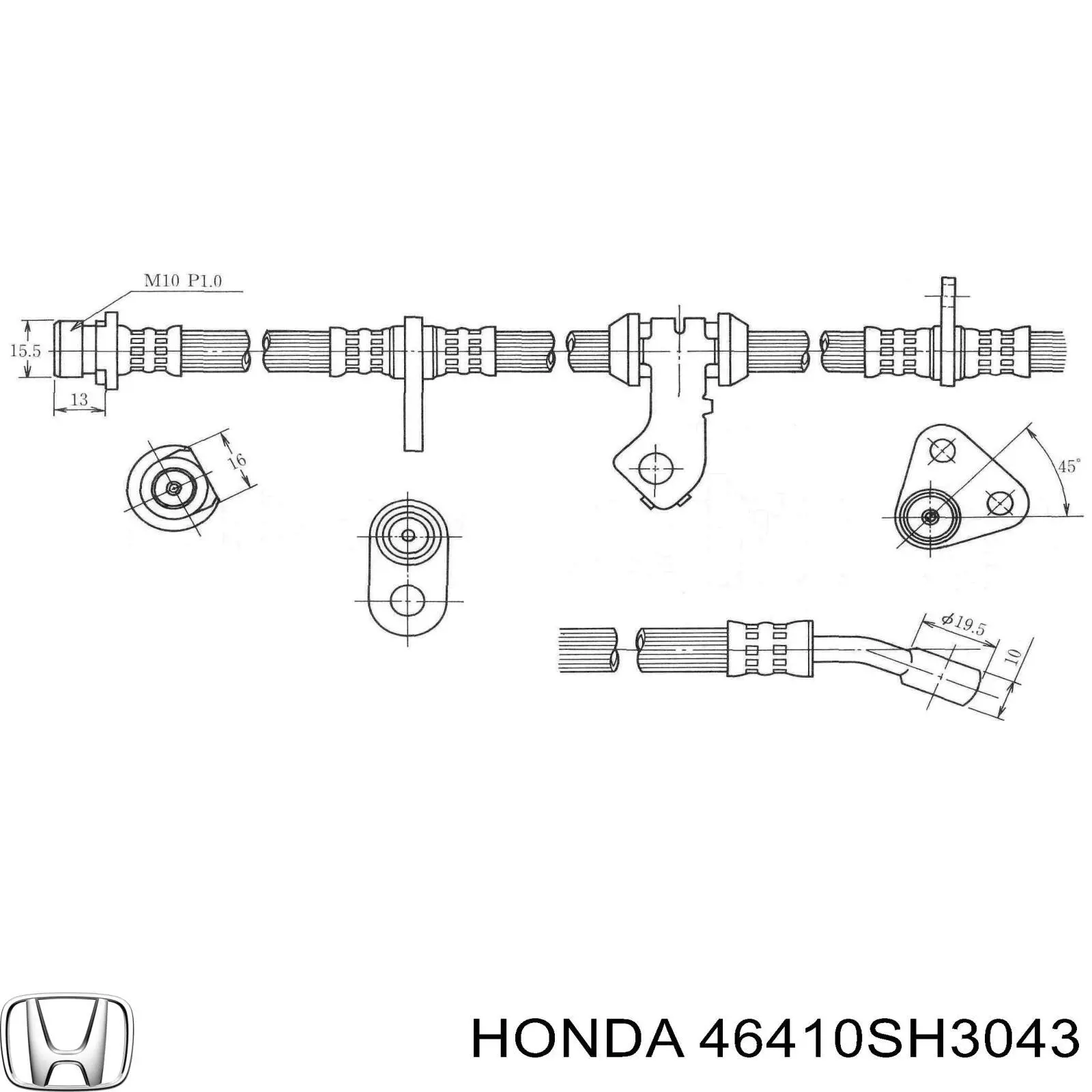 46410SH3043 Honda Manguera de freno delantero derecho