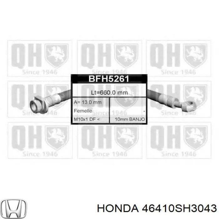 Latiguillos de freno delantero derecho 46410SH3043 Honda