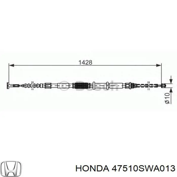 Cable de freno de mano trasero derecho Honda 47510SWA013