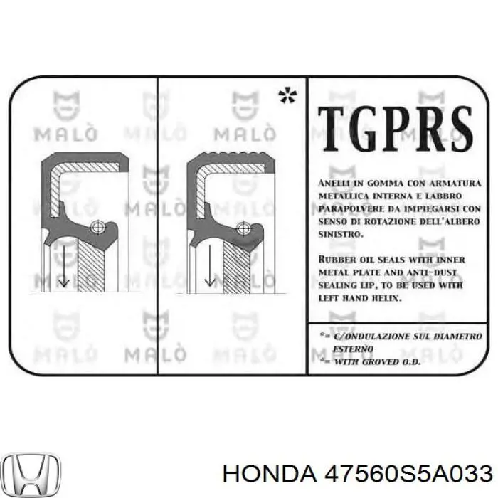 47560-S5A-033 Honda cable de freno de mano trasero izquierdo
