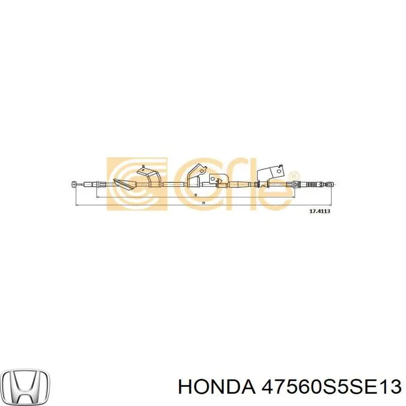 47560S5SE14 Honda cable de freno de mano trasero izquierdo