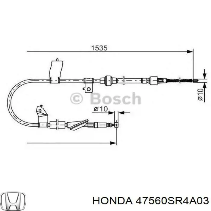 47560SR4A03 Honda cable de freno de mano trasero izquierdo