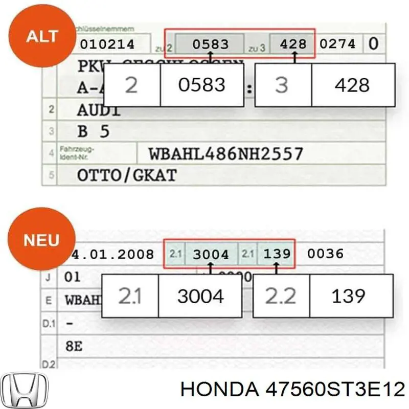 47560ST3E12 Honda cable de freno de mano trasero izquierdo