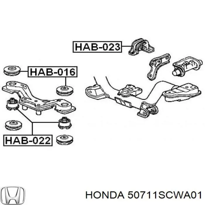 50711SCWA01 Honda silentblock,suspensión, cuerpo del eje trasero, delantero