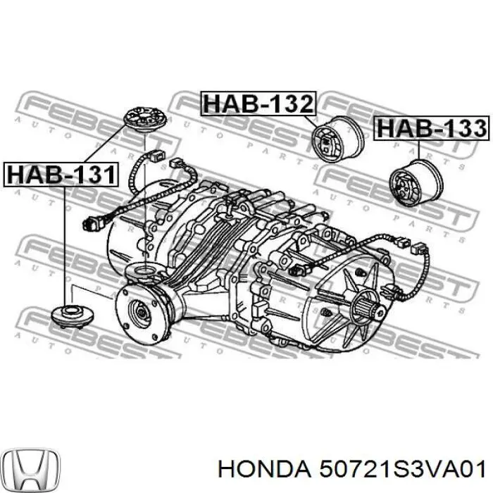 50721S3VA01 Honda silentblock, soporte de diferencial, eje trasero, trasero derecho