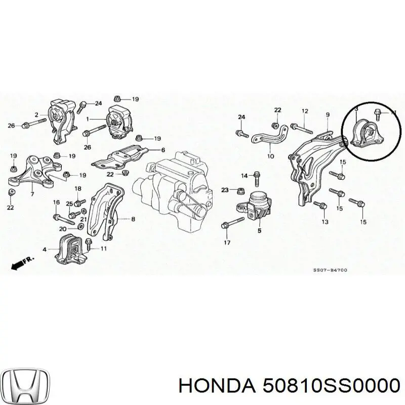 Soporte de motor trasero para Honda Accord (CB3, CB7)