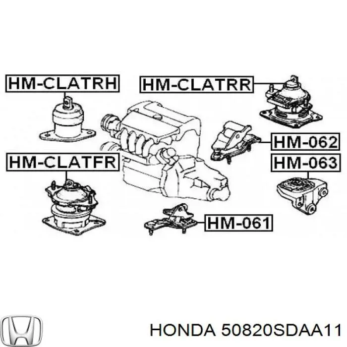 50820SDAA11 Honda soporte de motor derecho