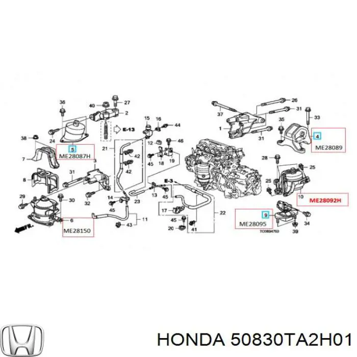 50830TA2H01 Honda soporte motor delantero