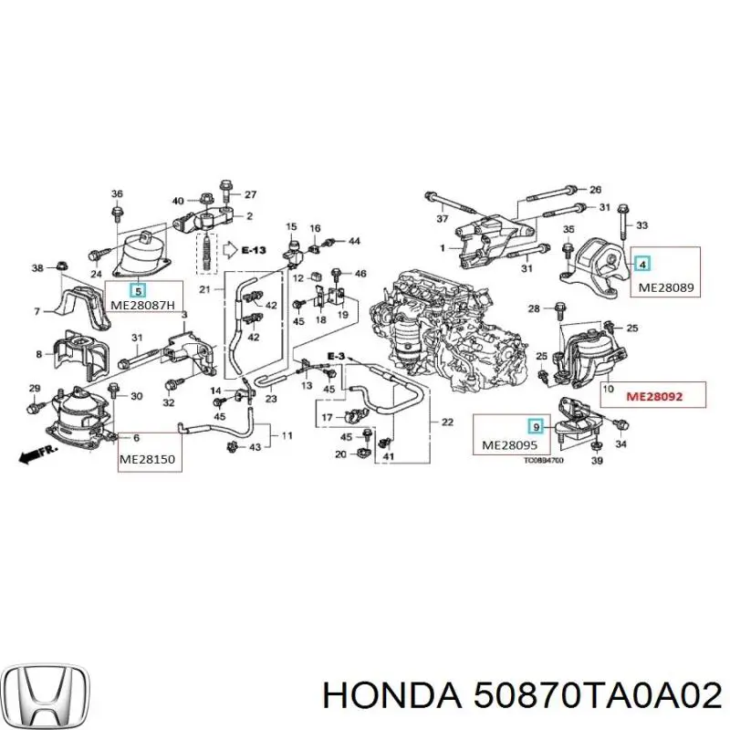 50870TA0A02 Honda soporte, motor, izquierdo, superior