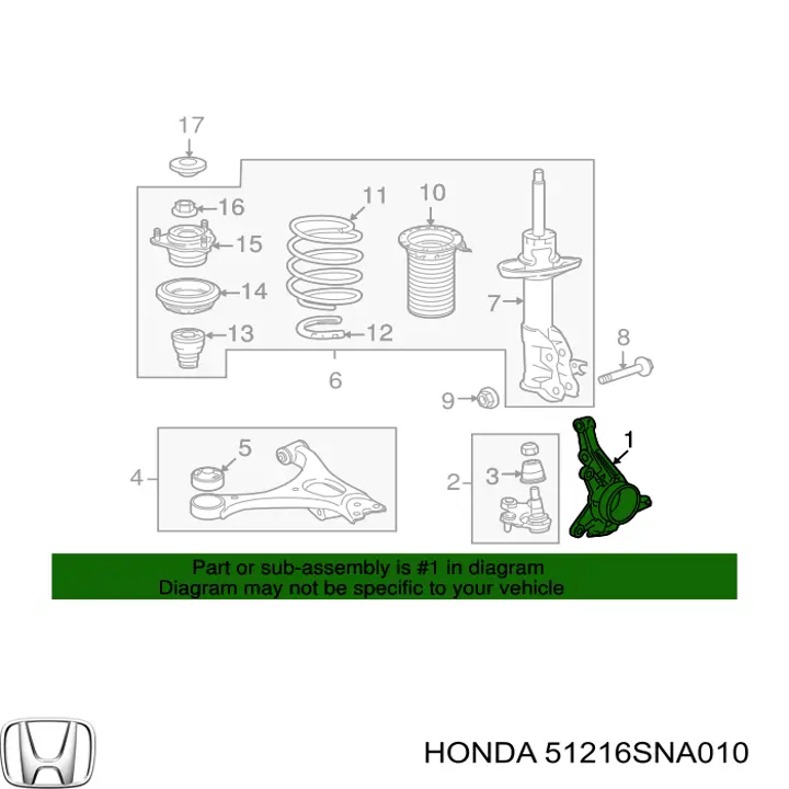 Muñón del eje, suspensión de rueda, delantero izquierdo para Honda Civic (FD1)