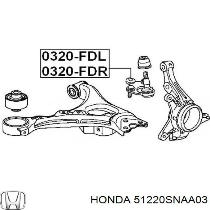 51220SNAA03 Honda rótula de suspensión inferior derecha