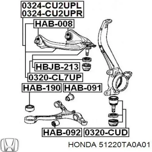 Rótula inferior de suspensión Honda 51220TA0A01 precio, desde 15,37 EUR