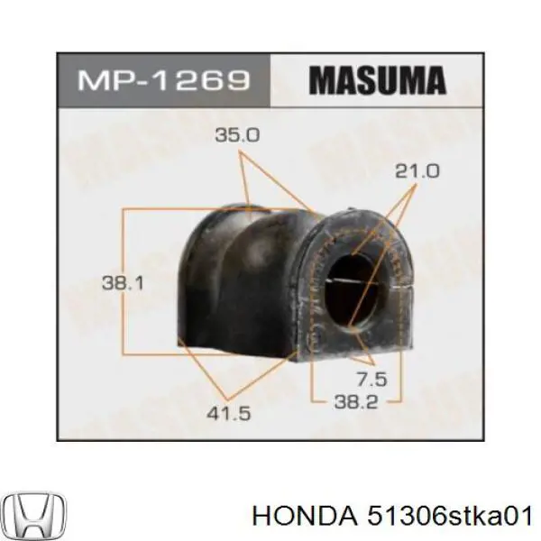 Soporte de estabilizador delantero izquierdo HONDA 51306STKA01