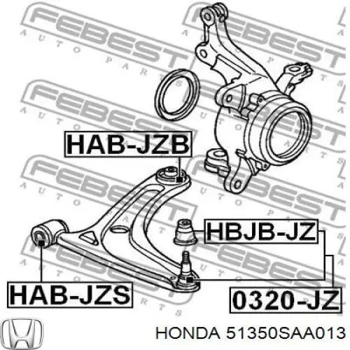51350SAA013 Honda barra oscilante, suspensión de ruedas delantera, inferior derecha