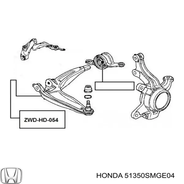 51350SMGE04 Honda barra oscilante, suspensión de ruedas delantera, inferior derecha