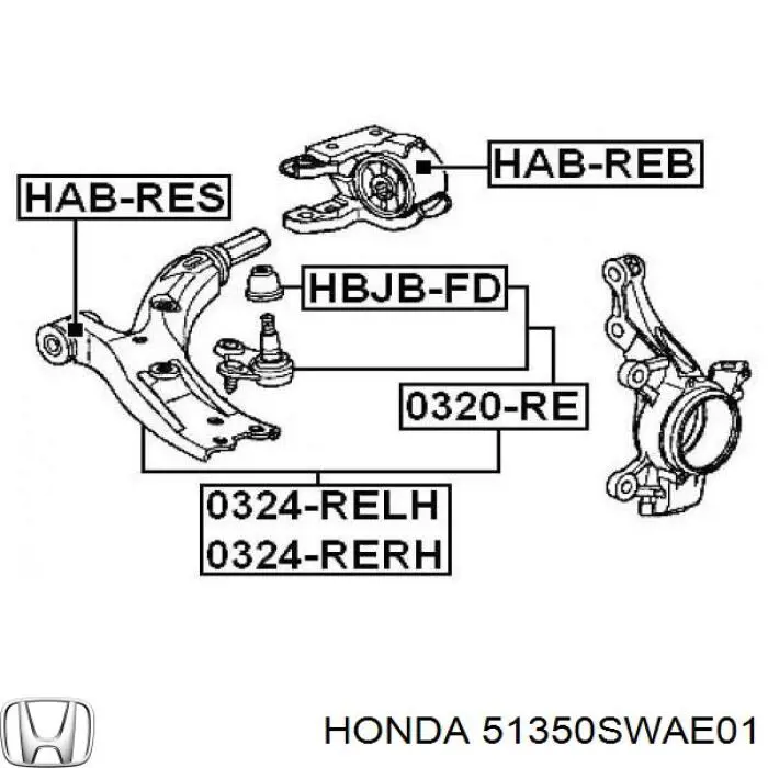 Brazo inferior derecho de la suspensión delantera Honda 51350SWAE01 precio, desde 85,67 EUR