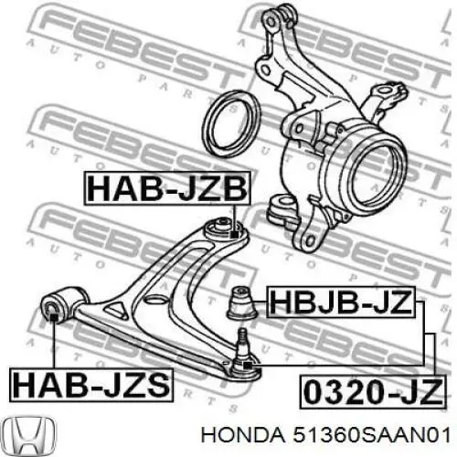 51360SAAN01 Honda barra oscilante, suspensión de ruedas delantera, inferior izquierda