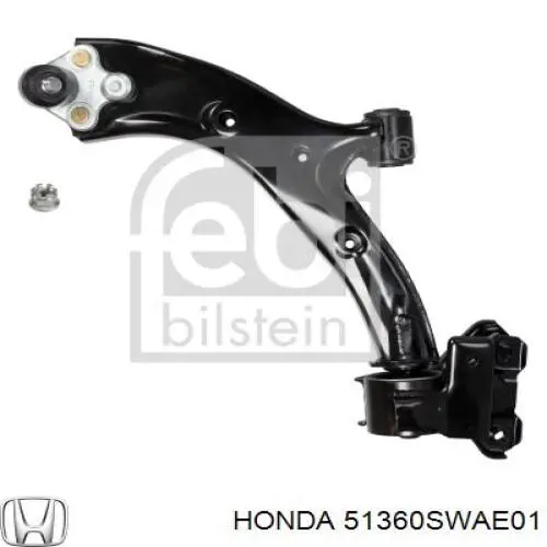 51360SWAE01 Honda barra oscilante, suspensión de ruedas delantera, inferior izquierda