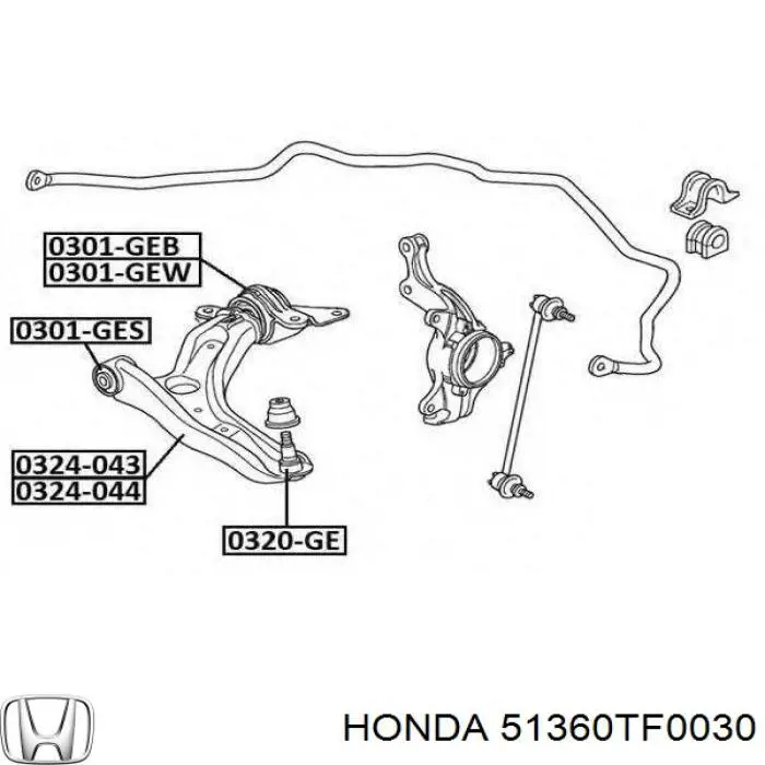 51360TK6A01 Honda Brazo inferior izquierdo de la suspensión delantera