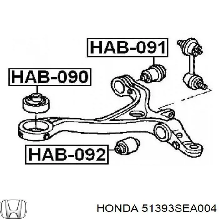 Silentblock del brazo de suspensión 51393SEA004 Honda