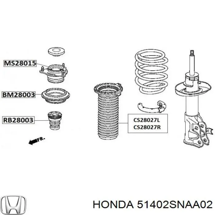 51402SNAA02 Honda tope de amortiguador delantero, suspensión + fuelle