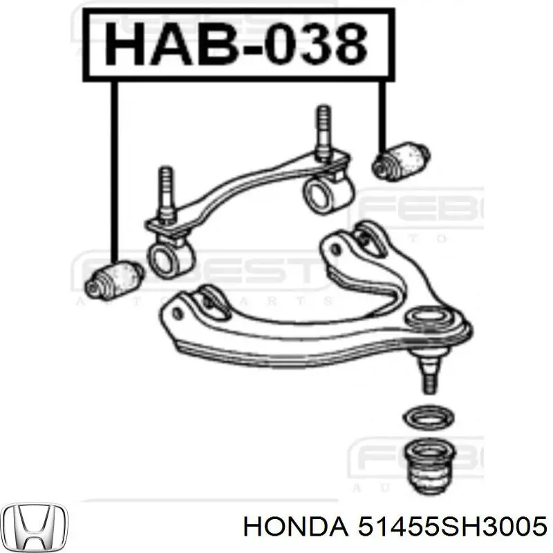 Silentblock de suspensión delantero superior Honda 51455SH3005