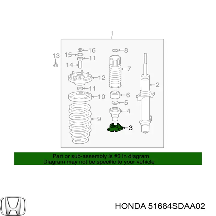 Espaciador (Anillo De Goma) Muelle Inferior Delantero para Honda Accord (CU)