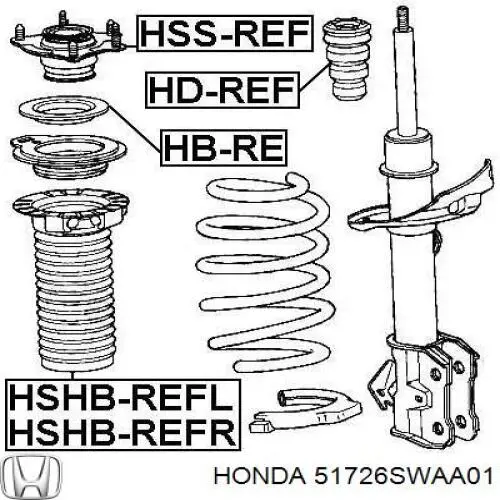 51726SWAA01 Honda rodamiento amortiguador delantero