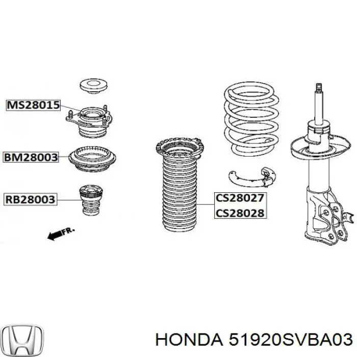 Soporte del amortiguador delantero 51920SVBA03 Honda