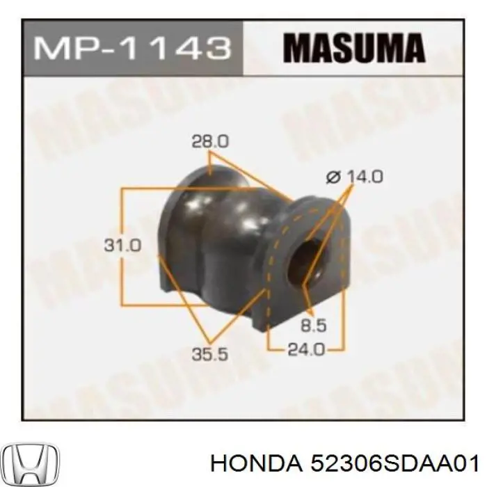 Comprar 52306SDAA01 Honda Buje de barra estabilizadora trasera
