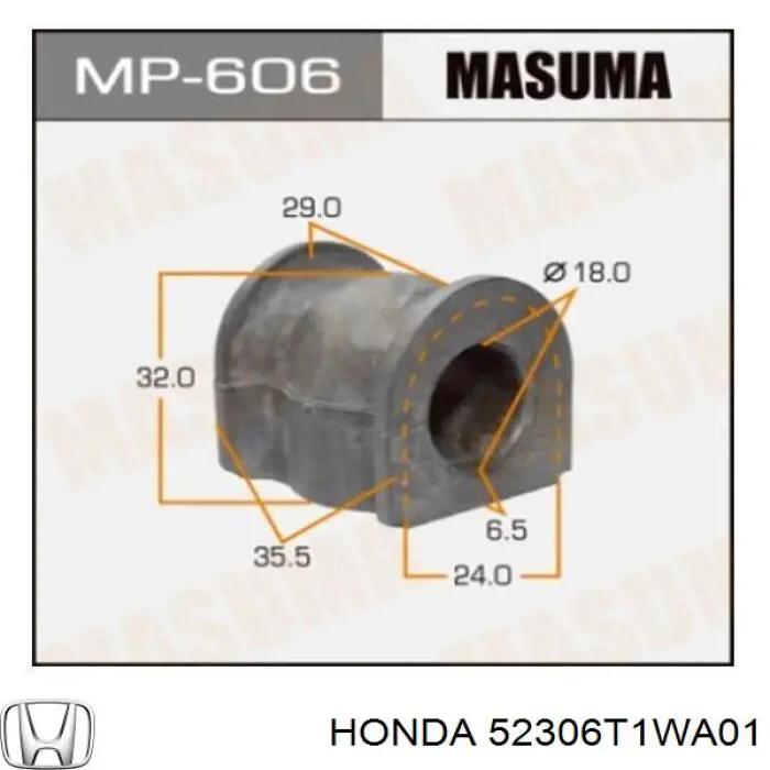 Comprar 52306T1WA01 Honda Buje de barra estabilizadora trasera
