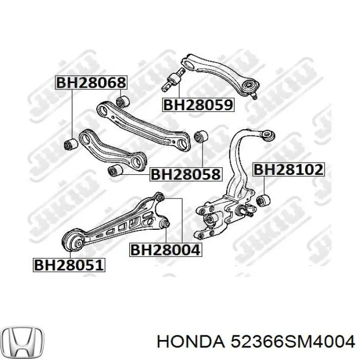52366SM4005 Honda suspensión, barra transversal trasera, exterior