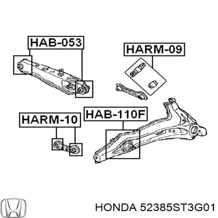 52385ST3G01 Honda Buje delantero del brazo longitudinal trasero