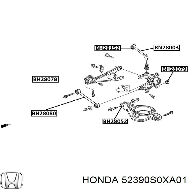 52390S0XA01 Honda brazo suspension trasero superior derecho