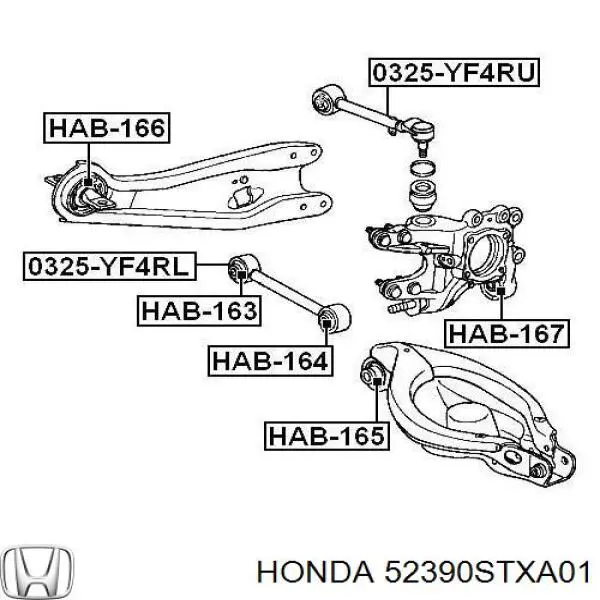 Brazo suspension trasero superior derecho para Honda Pilot 