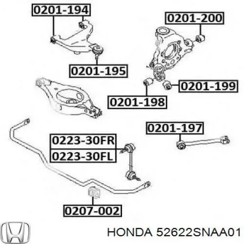 Silentblock de amortiguador trasero HONDA 52622SNAA01