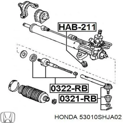53010SHJA02 Honda barra de acoplamiento