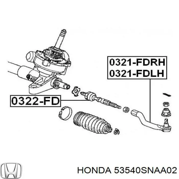 Comprar 53540SNAA02 Honda Rótula barra de acoplamiento exterior