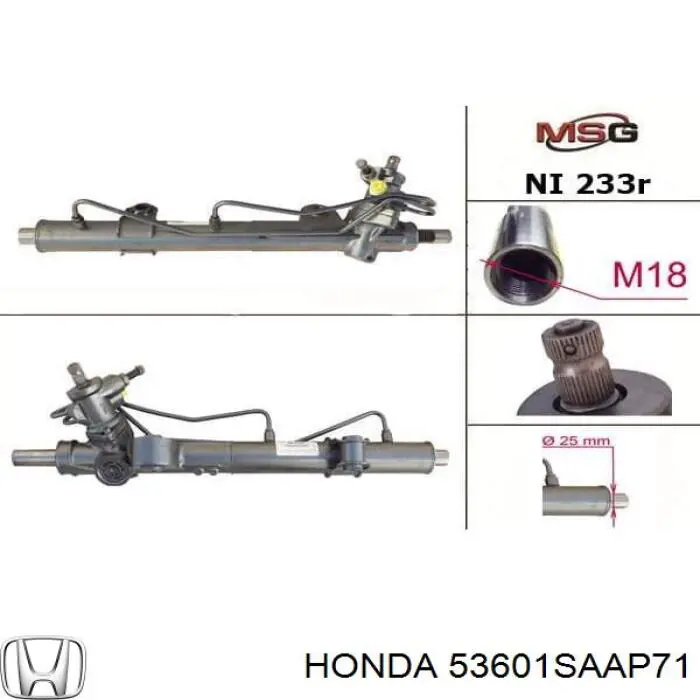 53601SAAP72 Honda Cremallera caja de direccion