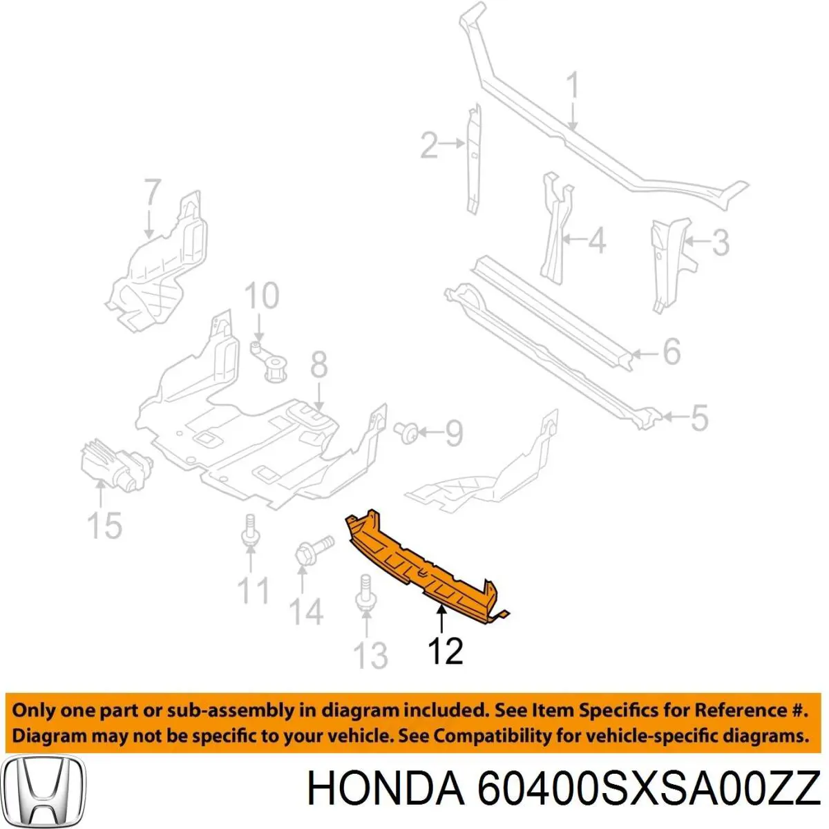 60400SXSA00ZZ Honda Soporte de radiador completo (panel de montaje para foco)